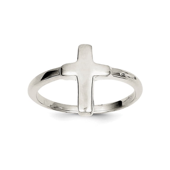 Sterling Silver Solid Cross Ring - 1.9 Grams - Size 8 - Measures 2mm Wide