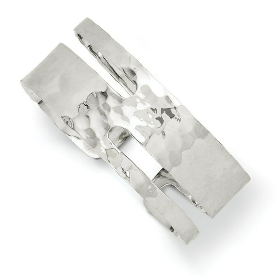 Sterling Silver Solid Hammered Fancy Cuff Bangle Bracelet - 30.4 Grams