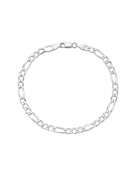 Sterling Silver Solid Mens Figaro Bracelet 8 inches 5mm