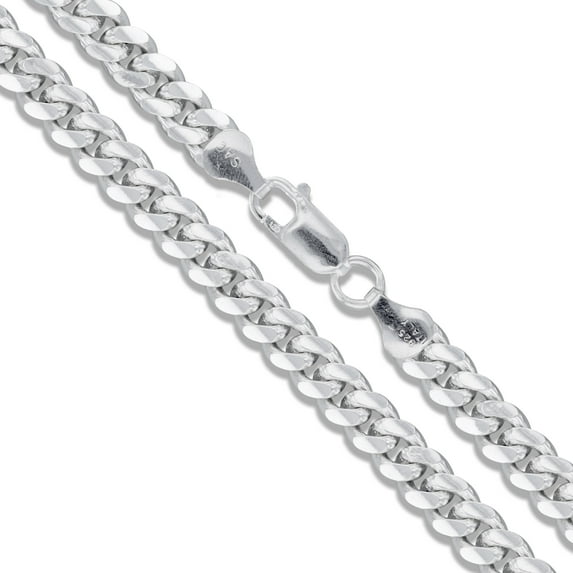 Sterling Silver Solid Miami Cuban Link Chain 6.3mm 925 Italy Heavy Curb Necklace 20" Inch Jewelry Female