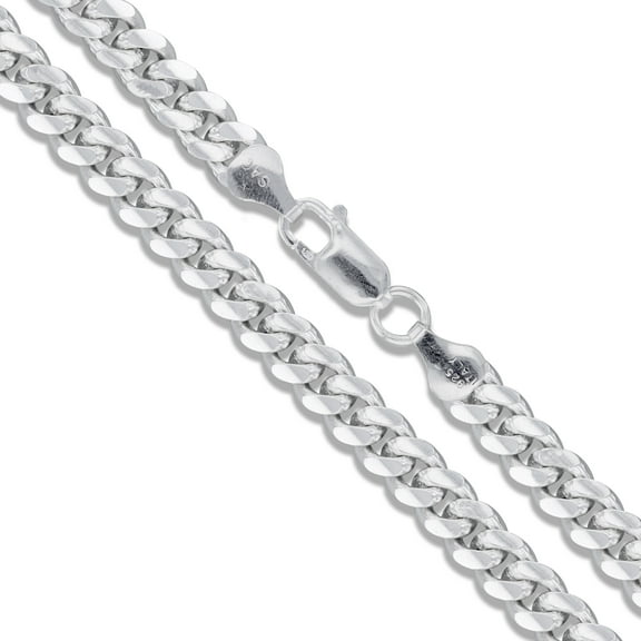 Sterling Silver Solid Miami Cuban Link Chain 6.3mm 925 Italy Heavy Curb Necklace 22" Inch Jewelry Female