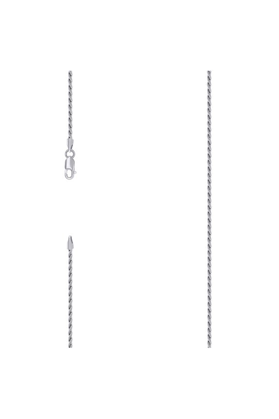 Sterling Silver Solid Rope Chain Rhodium 040 2mm16"