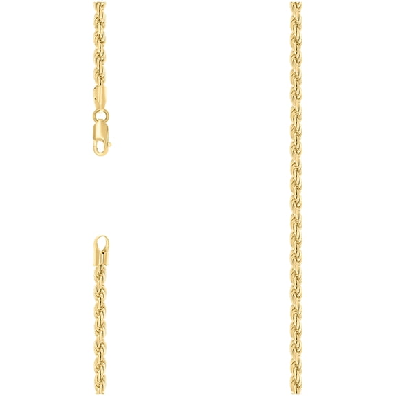 Sterling Silver Solid Rope Chain Yellow 080 4mm-16"