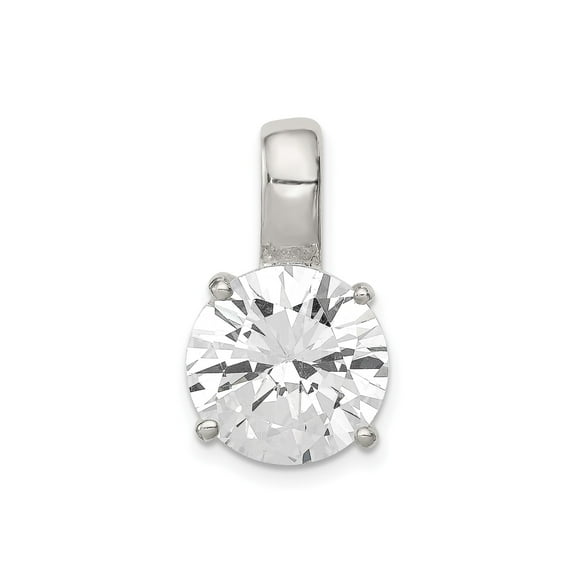 Sterling Silver Solitaire Necklace with Round Cubic Zirconia Pendant, Classic Four Prong Setting, Minimalist Bridal Jewelry for Women, Elegant 925 Chain for Everyday Fashion Wear