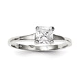 thumbnail image 1 of 925 Sterling Silver Solid Polished Solitaire Princess Cubic Zirconia Ring Size 7 Ring for Women, 1 of 2
