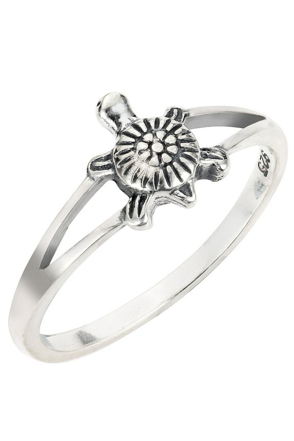 Sterling Silver Solitaire Sea Turtle Honu Ring Size 11