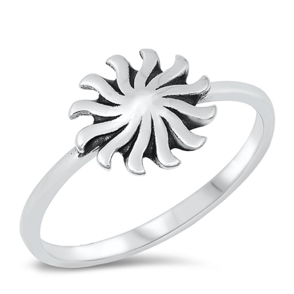 Sterling Silver Solitaire Spinning Sun Ring Size 7
