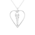 thumbnail image 1 of 925 Sterling Silver Soulmate Heart Necklace, Gift for Her, Large Pendant, Clear Cubic Zirconia Stone, 1 of 4