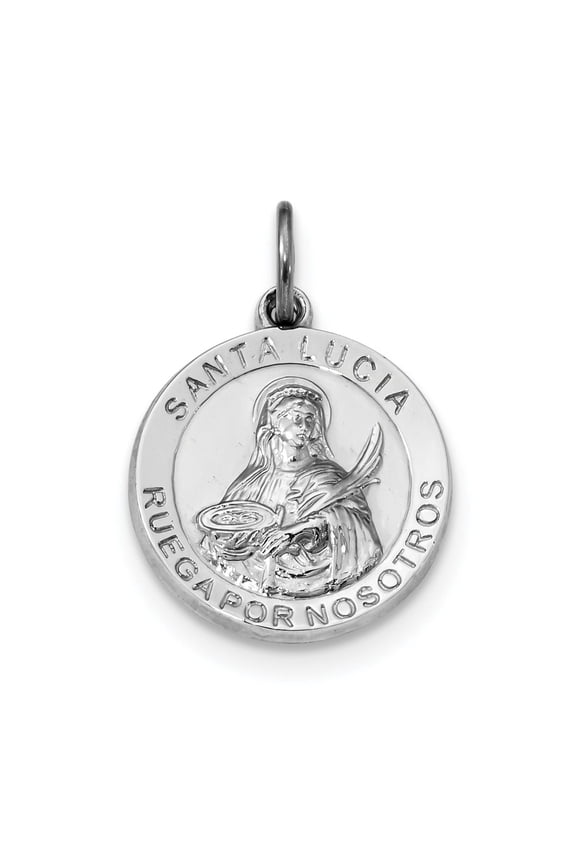 Sterling Silver Spanish St. Lucy Medal Pendant Charm