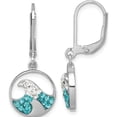 thumbnail image 1 of Sterling Silver Sparkling, Opulent Blue 26 14 Rhodium-Plated Polished Crystal Whitecap Wave Dangle Leverback Earrings, 1 of 5