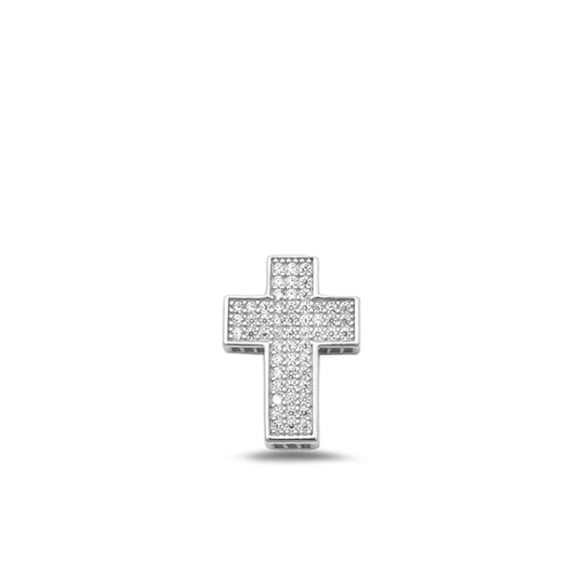 Sterling Silver Sparkly Shiny Cross Pendant .925 Christian Charm Jewelry Female Unisex