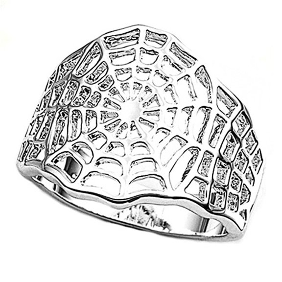 Sterling Silver Spider Web ring 17mm ( Size 6 to 9)
