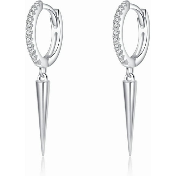 Sterling Silver Spike Earrings Hoop for Women Teens Geometric Huggie Hoop Earrings Drop Punk Earrings Minimalist Huggie