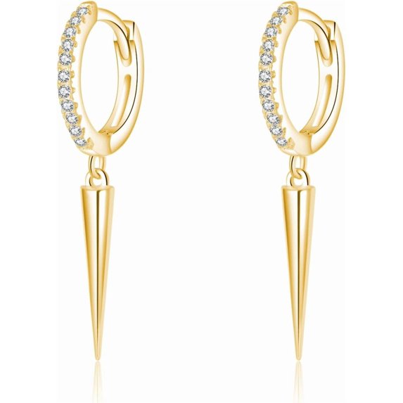 Sterling Silver Spike Earrings Hoop for Women Teens Geometric Huggie Hoop Earrings Drop Punk Earrings Minimalist Huggie