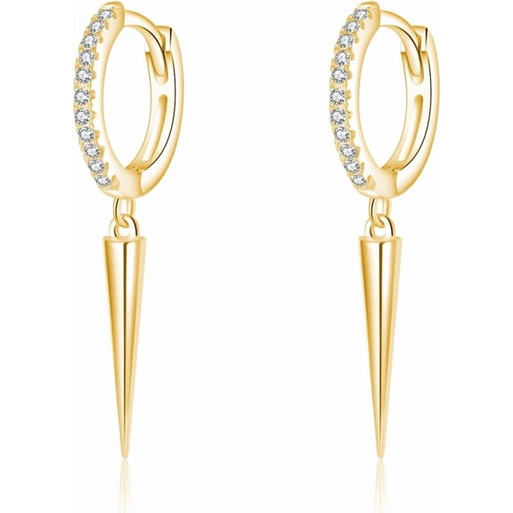 Sterling Silver Spike Earrings Hoop for Women Teens Geometric Huggie Hoop Earrings Drop Punk Earrings Minimalist Huggie