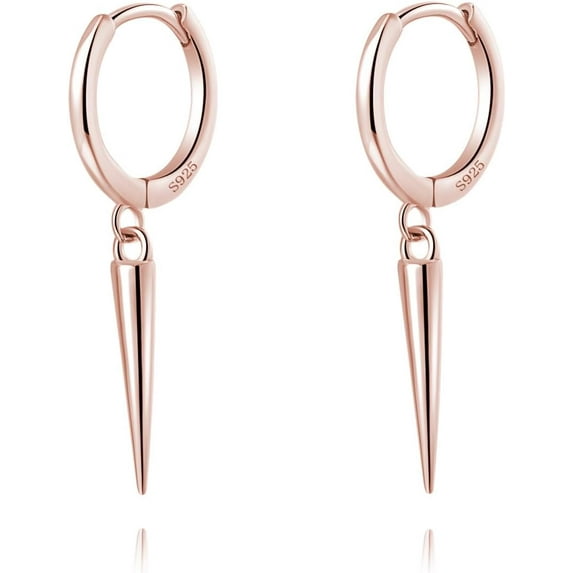 Sterling Silver Spike Small Hoop Earrings for Women Teens Geometric Hoop Earrings Huggie Drop