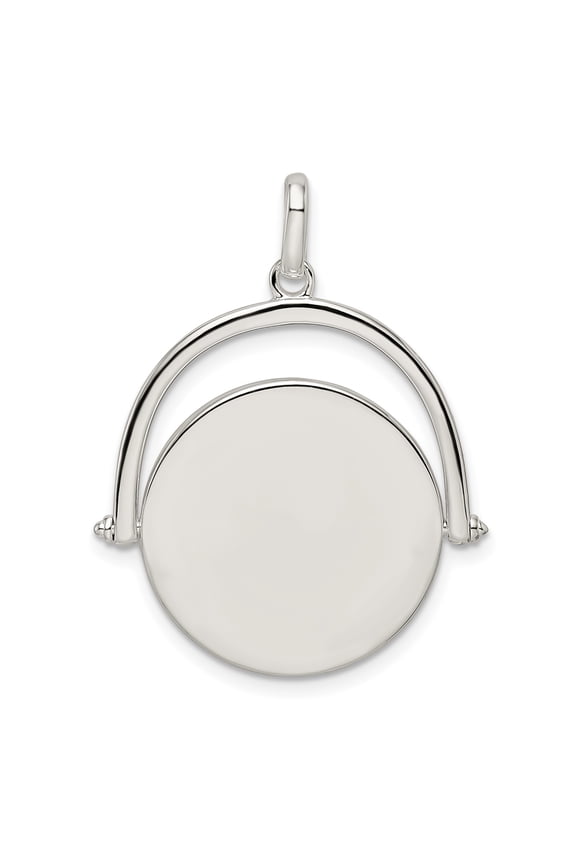 Sterling Silver Spinner Pendant Necklace for Women and Men, Engravable Round Disc Jewelry with Polished Finish, Minimalist Modern Design for Custom Expression and Everyday Wear