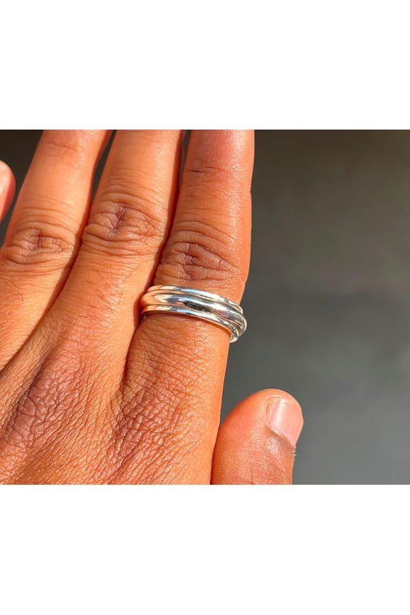 Sterling Silver Spinner Ring – 925 Handmade Stacking Band for Women | Stress Relief Fidget Jewelry