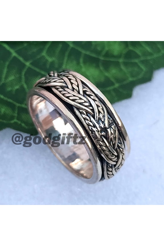 Sterling Silver Spinner Ring: Anti-Stress Meditation Band