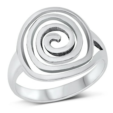 Sterling Silver Spiral Statement Ring Size 6