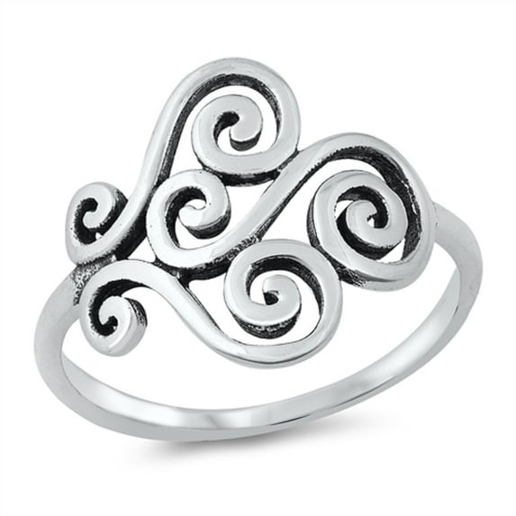 Sterling Silver Spirals Design Ring Size 5