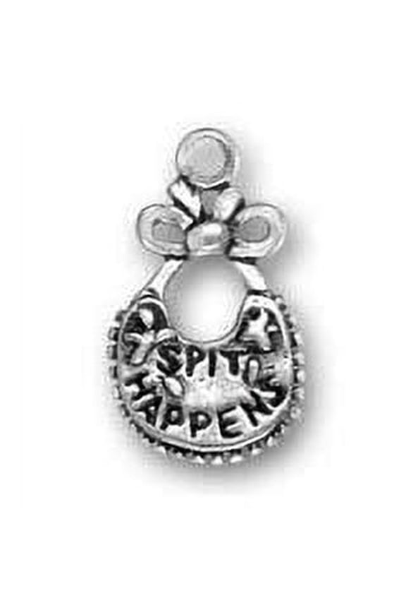 Sterling Silver Spit Happens Bib Charm with Split Ring Item #2463