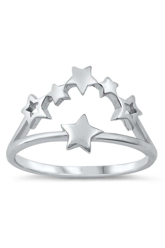 Sterling Silver Split Band Stars Ring Size 9