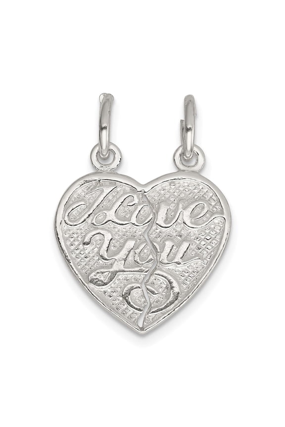 Sterling Silver Split Heart Pendant Necklace for Men and Women, I Love You, Symbolic Two-Piece Romantic Jewelry for Couples, Unity Connection Anniversary Valentines Day