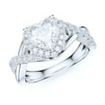 thumbnail image 1 of Sterling Silver Split Shank Fancy Infinite Heart Shape Simulated Diamond Halo Ring Promise Ring Engagement Ring (3.5), 1 of 6