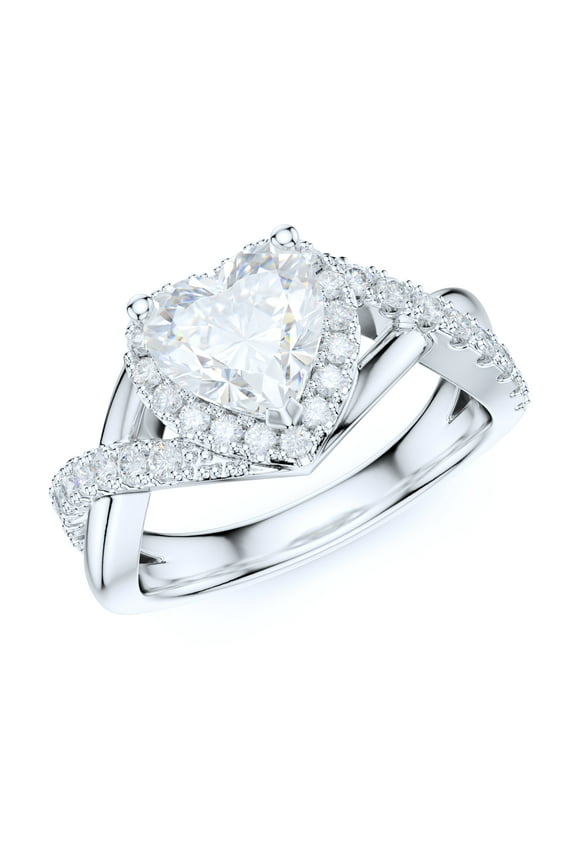 Sterling Silver Split Shank Fancy Infinite Heart Shape Simulated Diamond Halo Ring Promise Ring Engagement Ring (6)