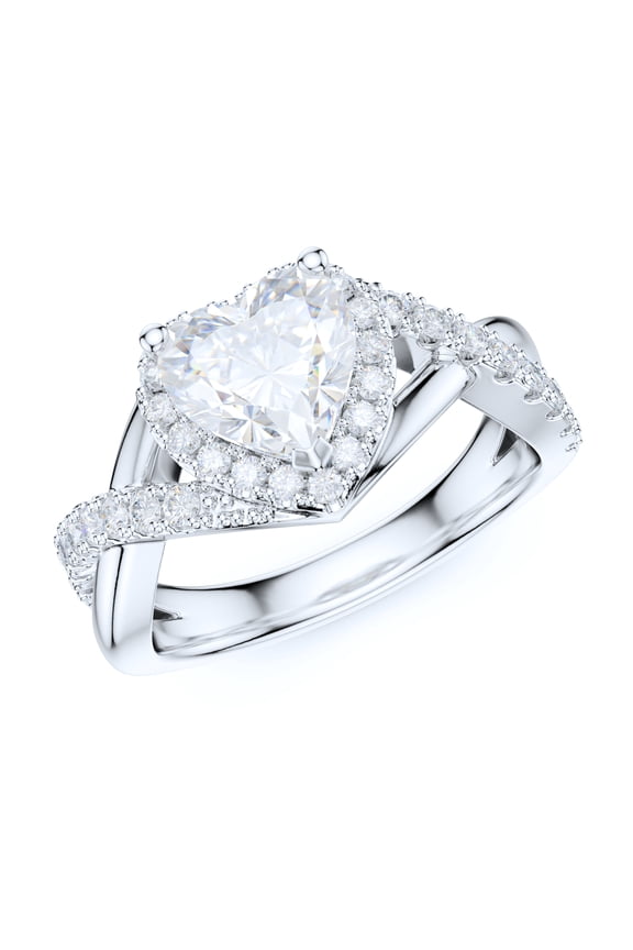 Sterling Silver Split Shank Fancy Infinite Heart Shape Simulated Diamond Halo Ring Promise Ring Engagement Ring (7.5)