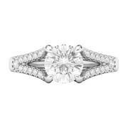 LANDA JEWEL Sterling Silver Split Shank Trellis Simulated 1.0 CT Diamond Engagement Ring Promise Bridal Ring For Women (4.5)