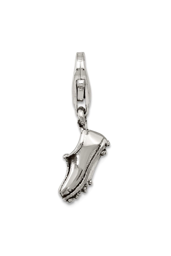 925 Sterling Silver Polished Oxidized Fancy Lobster Closure Reflections Sports Shoe Click on Bead Charm 21.82x6.36mm Wid