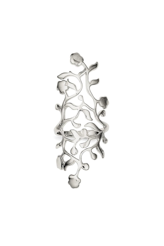 Sterling Silver Spring Tree Full Finger Ring - 8.7 Grams - Size 8 - Measures 2mm Wide