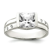 925 Sterling Silver Square Cubic Zirconia Ring Size 6 Ring for Women