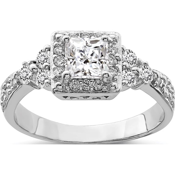 Sterling Silver Square Cz Ring (Size 6) Made In China qr2028-6
