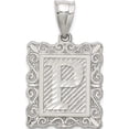 thumbnail image 1 of Sterling Silver Square Diamond-Cut Letter P Initial Pendant (30 X 18) Made In United States qc2770p, 1 of 5
