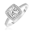 thumbnail image 1 of Sterling Silver Square Halo Ring with Cubic Zirconias Size 6 inches, 1 of 1