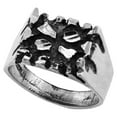 thumbnail image 1 of Sterling Silver Square Nugget Ring Oxidized Diamond Cut Finish, size 9, 1 of 3
