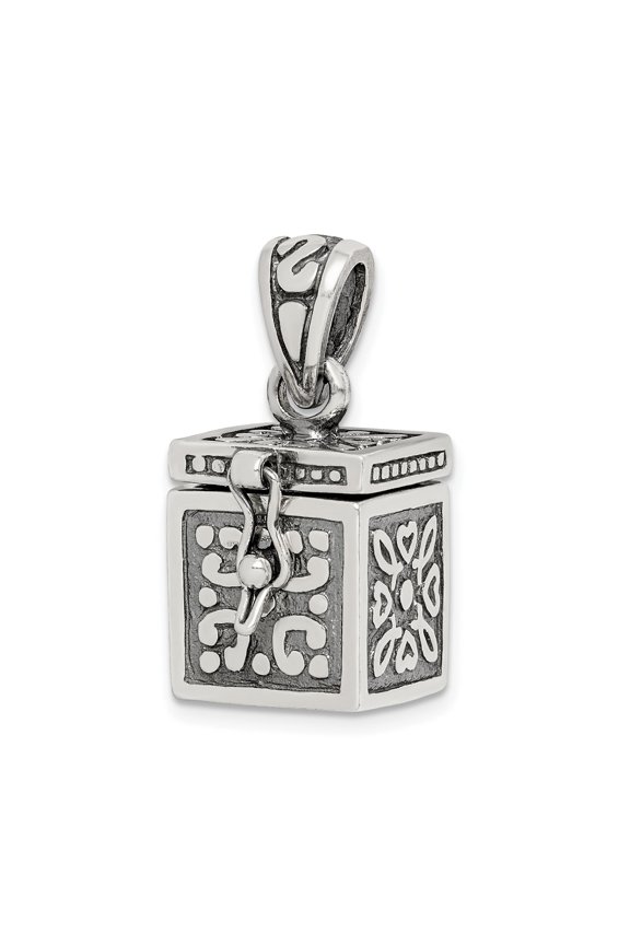 Sterling Silver Square Prayer Box Charm Jewelry