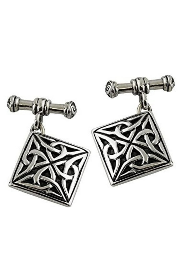 Sterling Silver Square Trinity Knot Cuff Links, One Pair Celtic Cufflinks