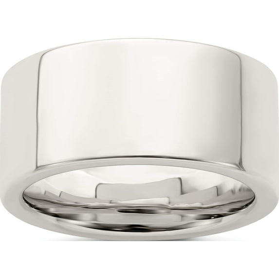 Sterling Silver Ss 10mm Comfort Fit Flat Size 13 Band Made In United States qcfb100-13