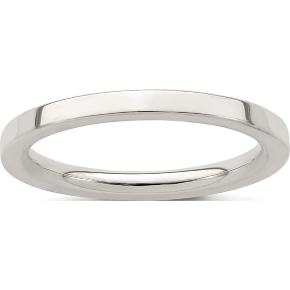 Sterling Silver Ss 2mm Comfort Fit Flat Size 4.5 Band Made In United States qcfb020-4.5