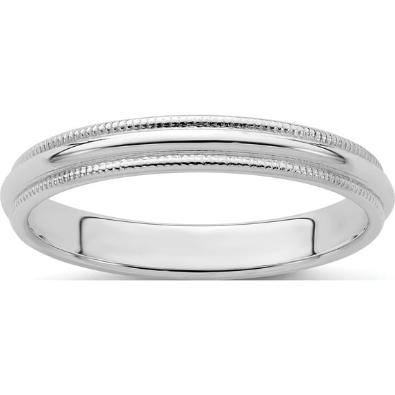 Sterling Silver Ss 3mm Half Round Milgrain Size 13.5 Band Made In United States qwm030-13.5