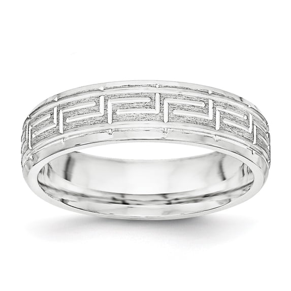 Sterling Silver 6mm Brushed Fancy Band Size 8