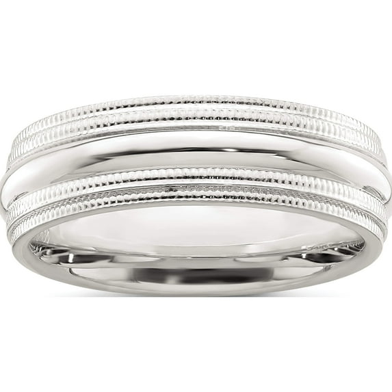 Sterling Silver Ss 6mm Comfort Fit Double Milgrain Size 13.5 Band Made In United States qdmc060-13.5