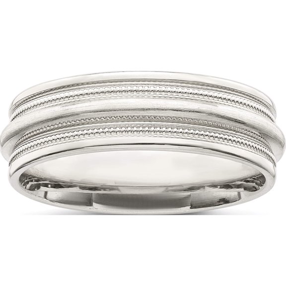 Jewelry by Sweet Pea Sterling Silver 7mm Brushed Domed Double Milgrain Fancy Band Size 9