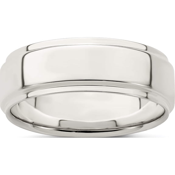 Jewelry by Sweet Pea Sterling Silver 7mm Flat with Step Edge Size 10 Band