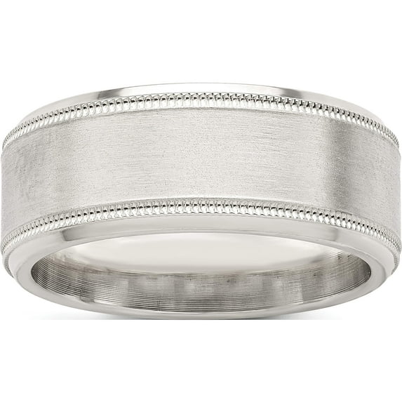 Sterling Silver Ss 8mm Brushed Fancy Band Size 12.5 Made In United States qwb113b-12.5