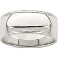 thumbnail image 1 of Sterling Silver Ss 8mm Half Round Milgrain Size 13.5 Band Made In United States qwm080-13.5, 1 of 5